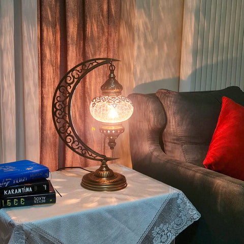 Turkish table lamp cracked glass moon lamp