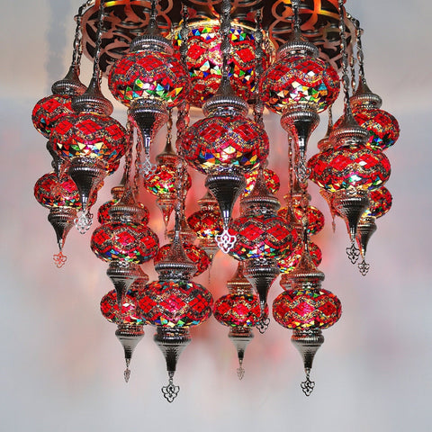 Mosaic Chandelier Hotels Restaurant Lights 24 globe mix color