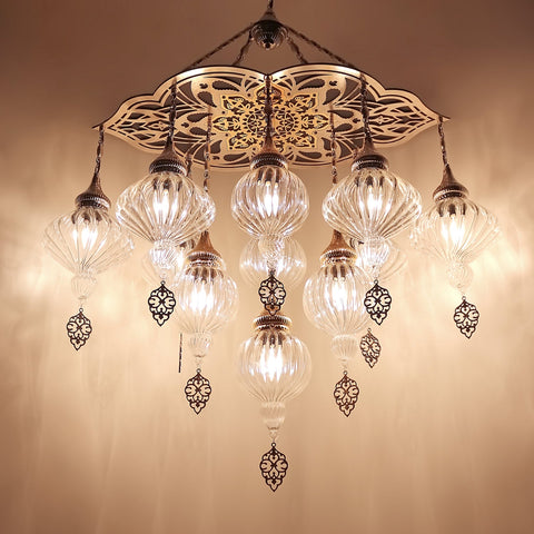 Turkish chandelier 11 globe trasparent glass