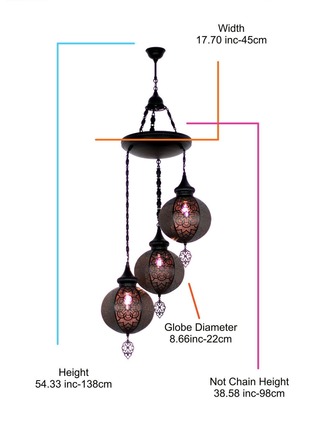  3 Globe Black Color Ball Shape