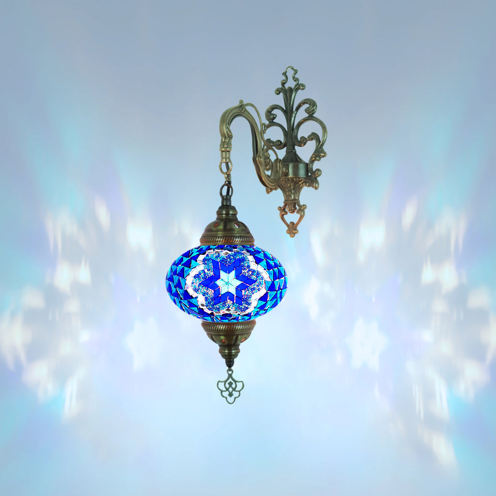Blue flower Turkish mosaic wall sconce lamp