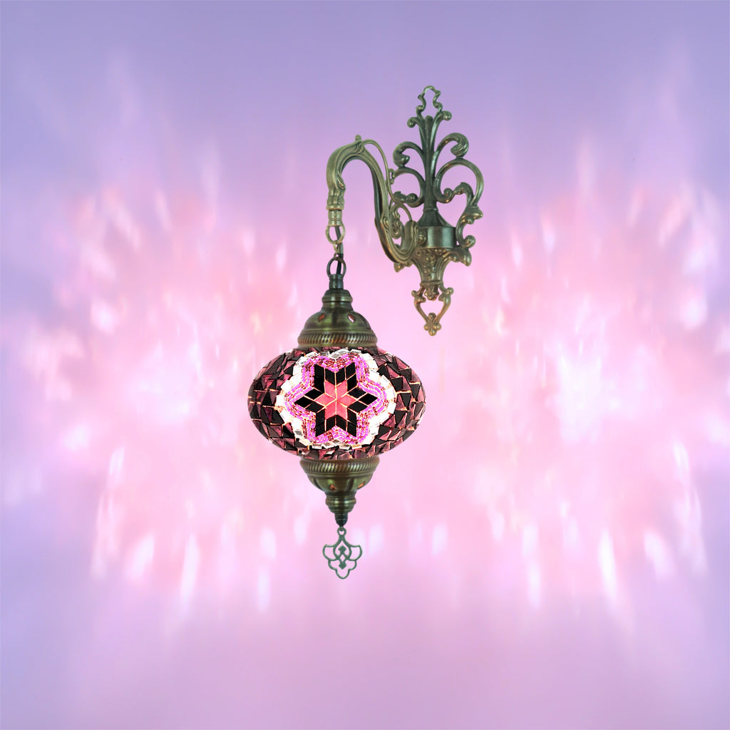 Purple flower Turkish mosaic wall sconce lamp
