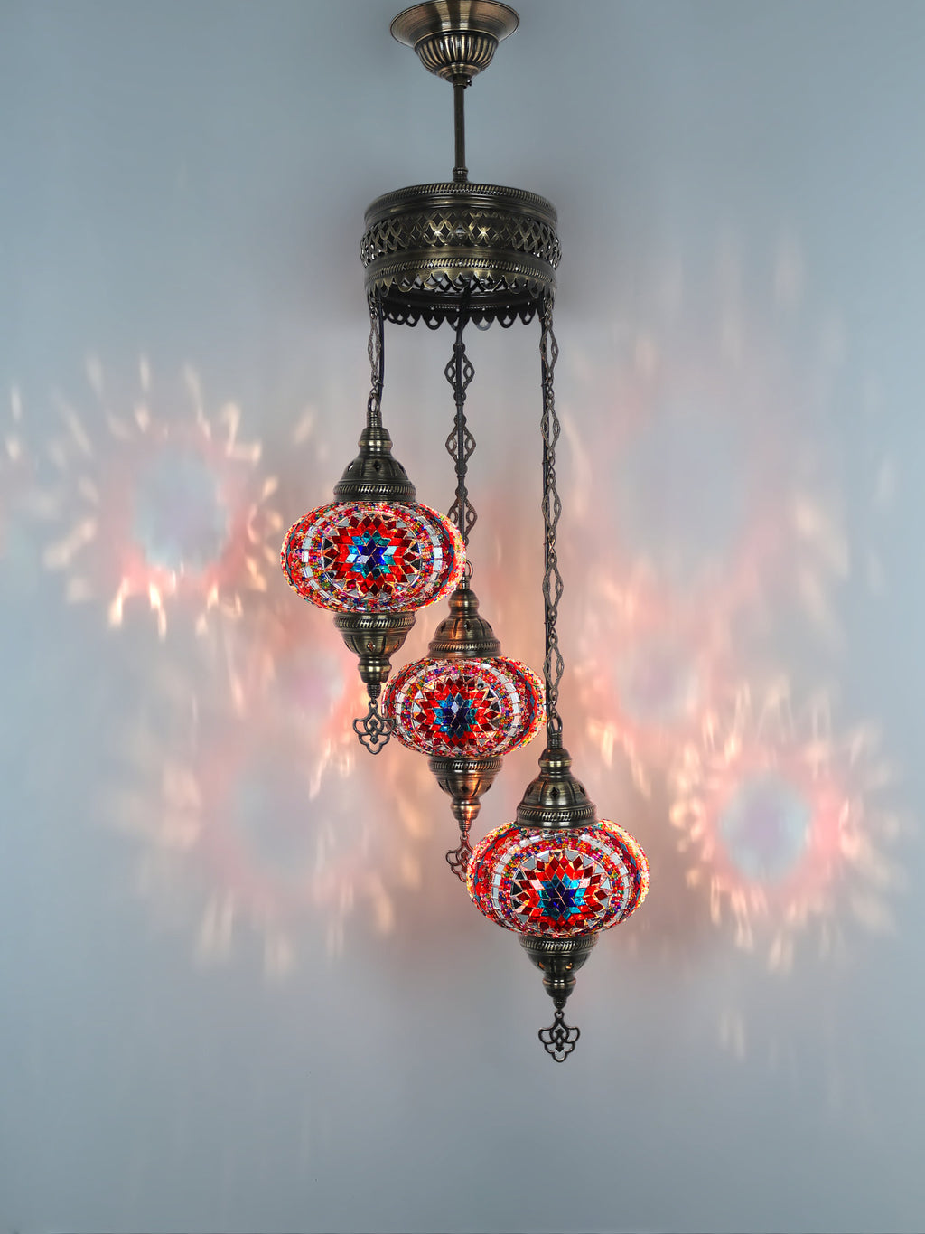 Turkish Mosaic Chandelier 3 Globe 