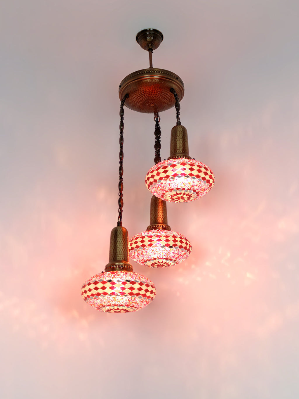 Stained Glass Chandelier 3-Globe 