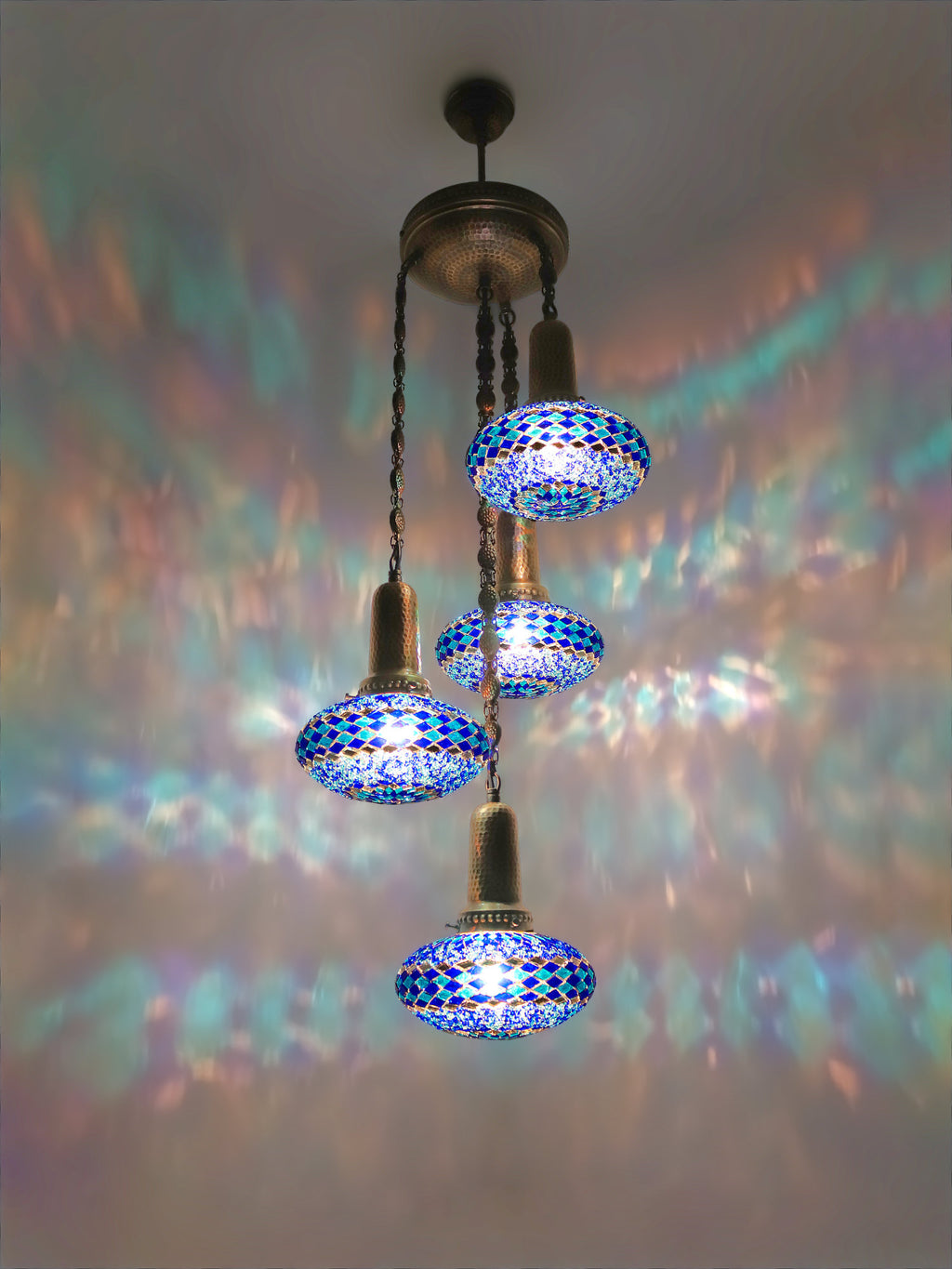 Turkish Chandelier stained glass 4-Globe Sprial 