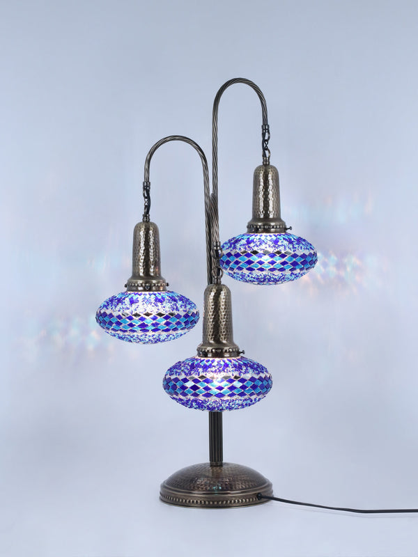 Turkish Mosaic Table Lamp 3-Globe Tree Design