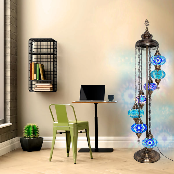 Floor Lamp Turkish Moroccan Mosaic  5-Globes Unique Lighting