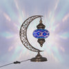 moroccan bedside light crescent stained glass blue