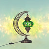 living room light crescent stained glass green  color