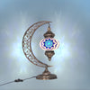 turkish standing light crescent stained glass white blue color