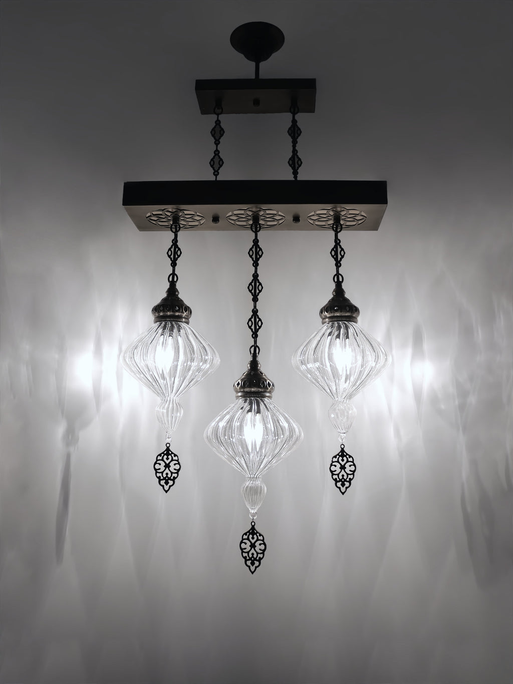  Chandelier 3 Globe Pyrex Glass