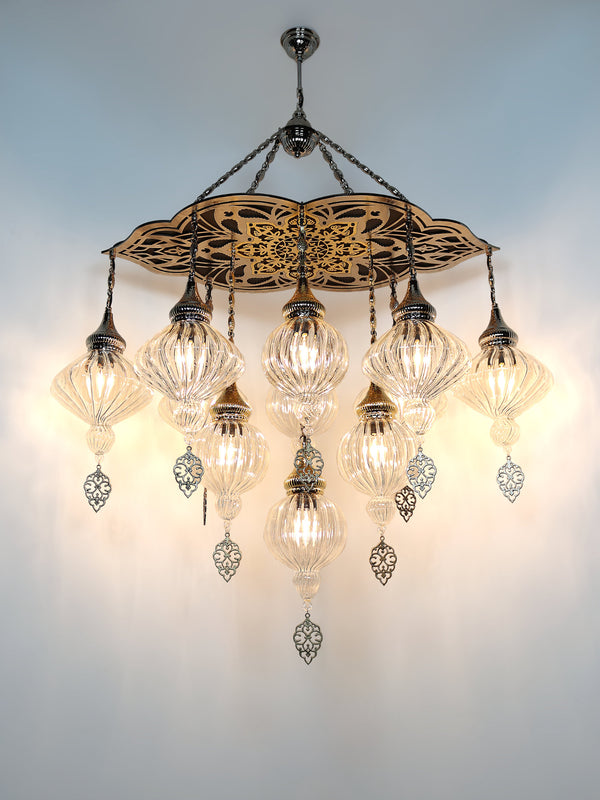Turkish Chandelier Pyrex Glass 11 Globe Different Glass