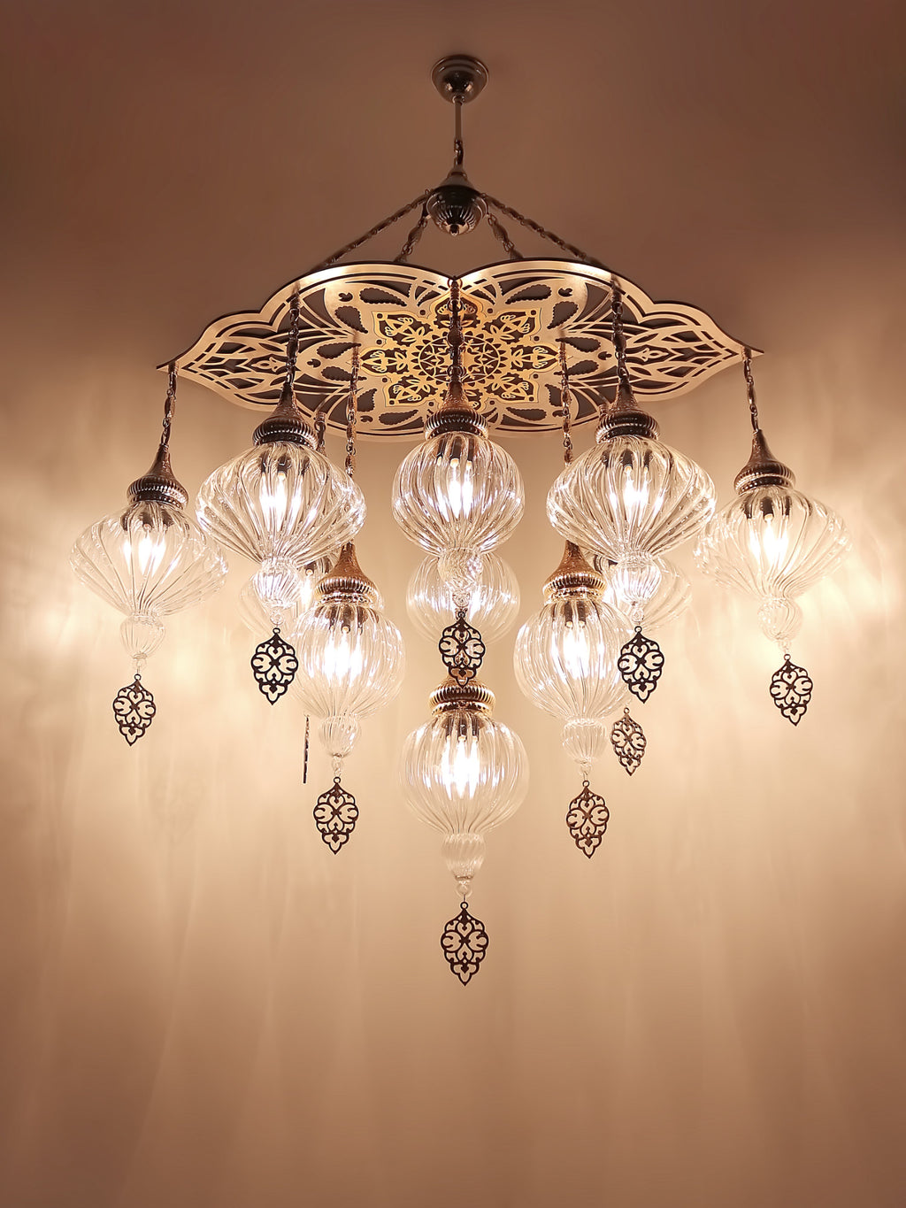 Turkish Chandelier Pyrex Glass 11 Globe 