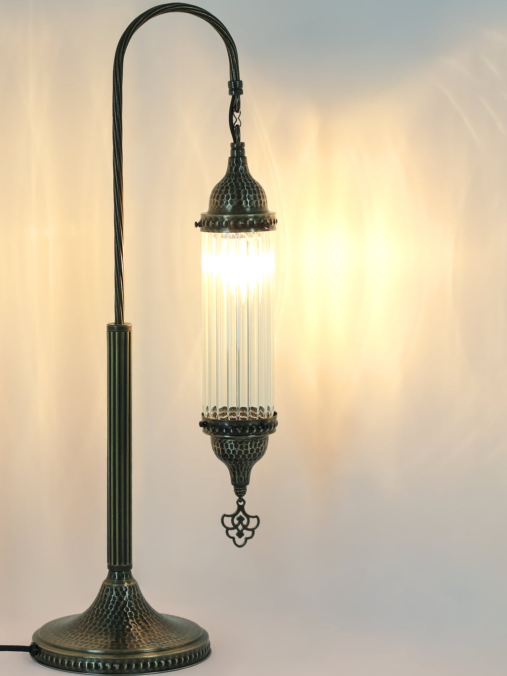 Turkish Swanneck Bedside Lamp Cylindir Pyrex Glass