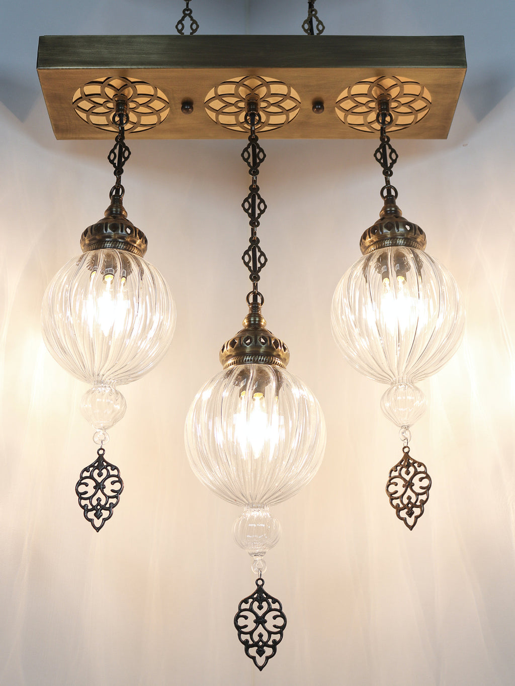 Pyrex Glass Chandelier 3 Globe 