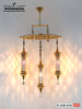 Turkish Chandelier Cylinder Blown Glass 3 Seljuk Pattern Metal Dining Room Chandelier