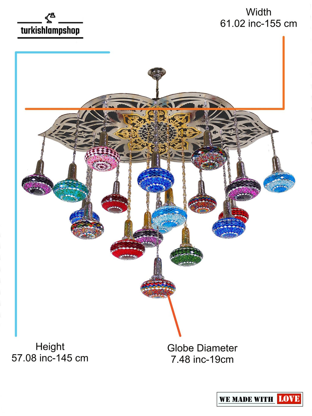 Turkish Chandelier Big 19 Globe