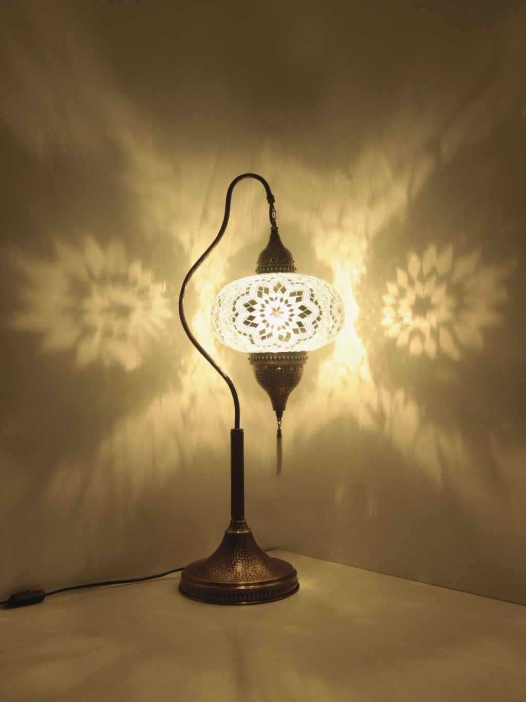 Turkish Mosaic Swanneck Bedside lamp 