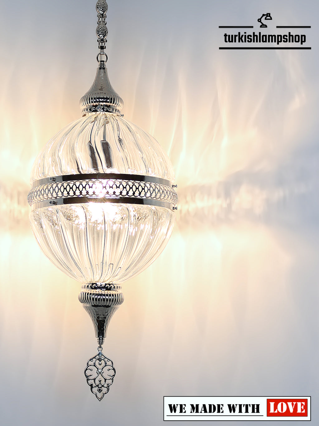 Turkish Lantern Pyrex Glass Pendant Lamp Clear Glass