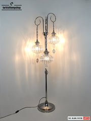 Turkish Floor Lamp Pyrex Blown Glass Clear Color Handmade